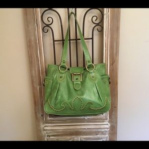 Isabella Fiore Leather Tote Bag Green